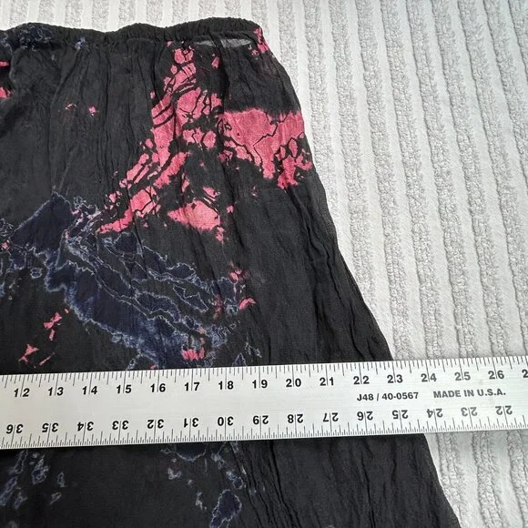 Raquel Allegra Black Pink Tie Dye Silk Midi Skirt Size Small Pull-On Styling